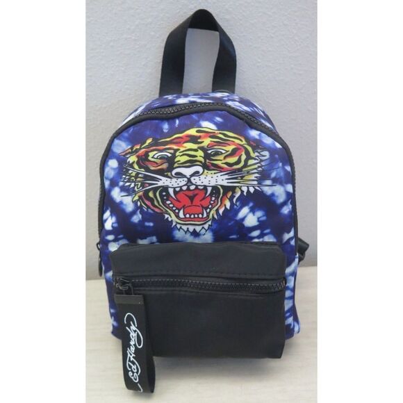 Ed Hardy EH321326B Blue/Tiger On Tie Dye Nylon Backpack - Picture 2 of 11